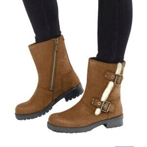 Ugg Australia Boots Niels chipmunk brown Leather Ankle Biker #1119114 Size 8
